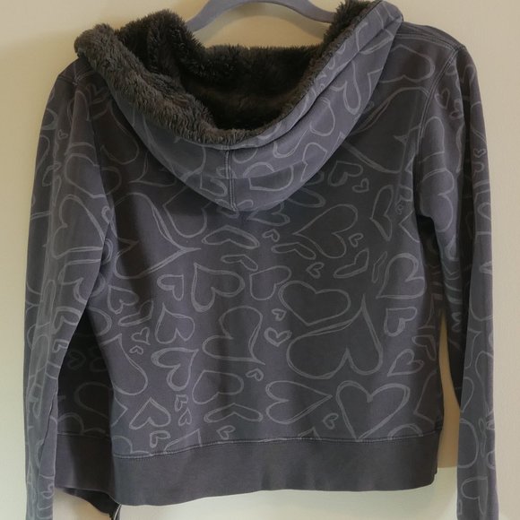 Women's Size M Billabong Y2K Gray Zipped Jacket w/ Fuzzy Hood - Picture 8 of 8